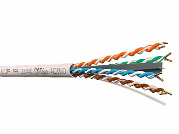 Netko Кабель U/UTP4 cat.6a, 4 пары 23 AWG BC, 305м, одножильный, неэкранированный, с крестовиной