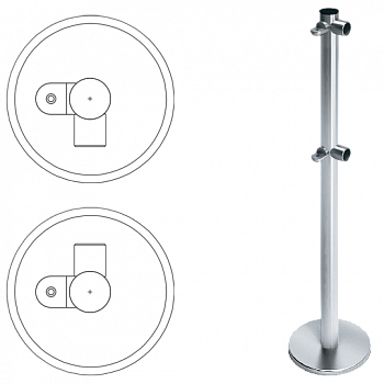 OXGARD ВЗР 2442.09.01 Стойка ограждения передвижная L-образная с 2-мя полупетлями справа  OXGARD ВЗР 2442.09.01 Стойка ограждения передвижная L-образная с 2-мя полупетлями справа