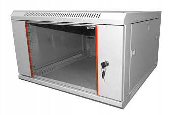 Netko Шкаф настенный 6U серия WM (600х650х370), передняя дверь стекло, разборный, серый  Netko Шкаф настенный 6U серия WM (600х650х370), передняя дверь стекло, разборный, серый